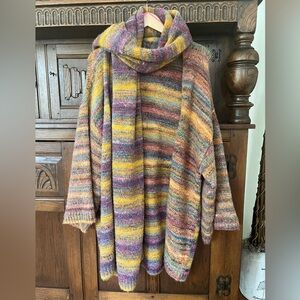 Anthropologie Akemi + Kin cozy cardigan sweater w/matching long scarf  One Size